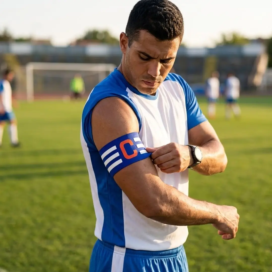 NuveX Aanvoerdersband Voetbal - Blauw - Elastisch - Met C-letter