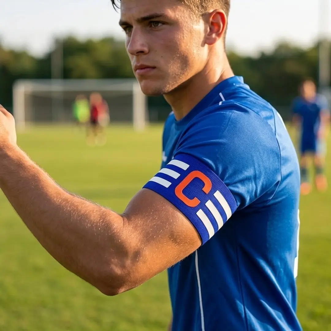NuveX Aanvoerdersband Voetbal - Blauw - Elastisch - Met C-letter