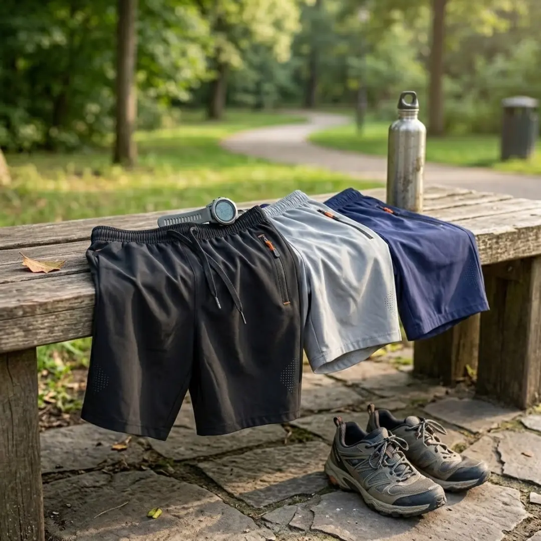 NUVEX Heren Sport Shorts - 3 Stuks (L) - Zwart/Lichtgrijs/Donkerblauw