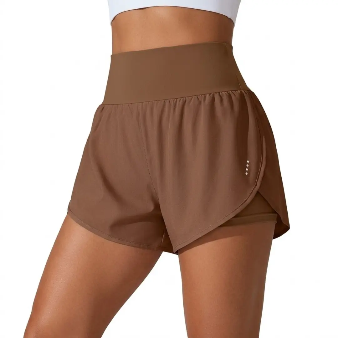 NuveX Olijfbruin Dames Sport Shorts Hoge Taille M