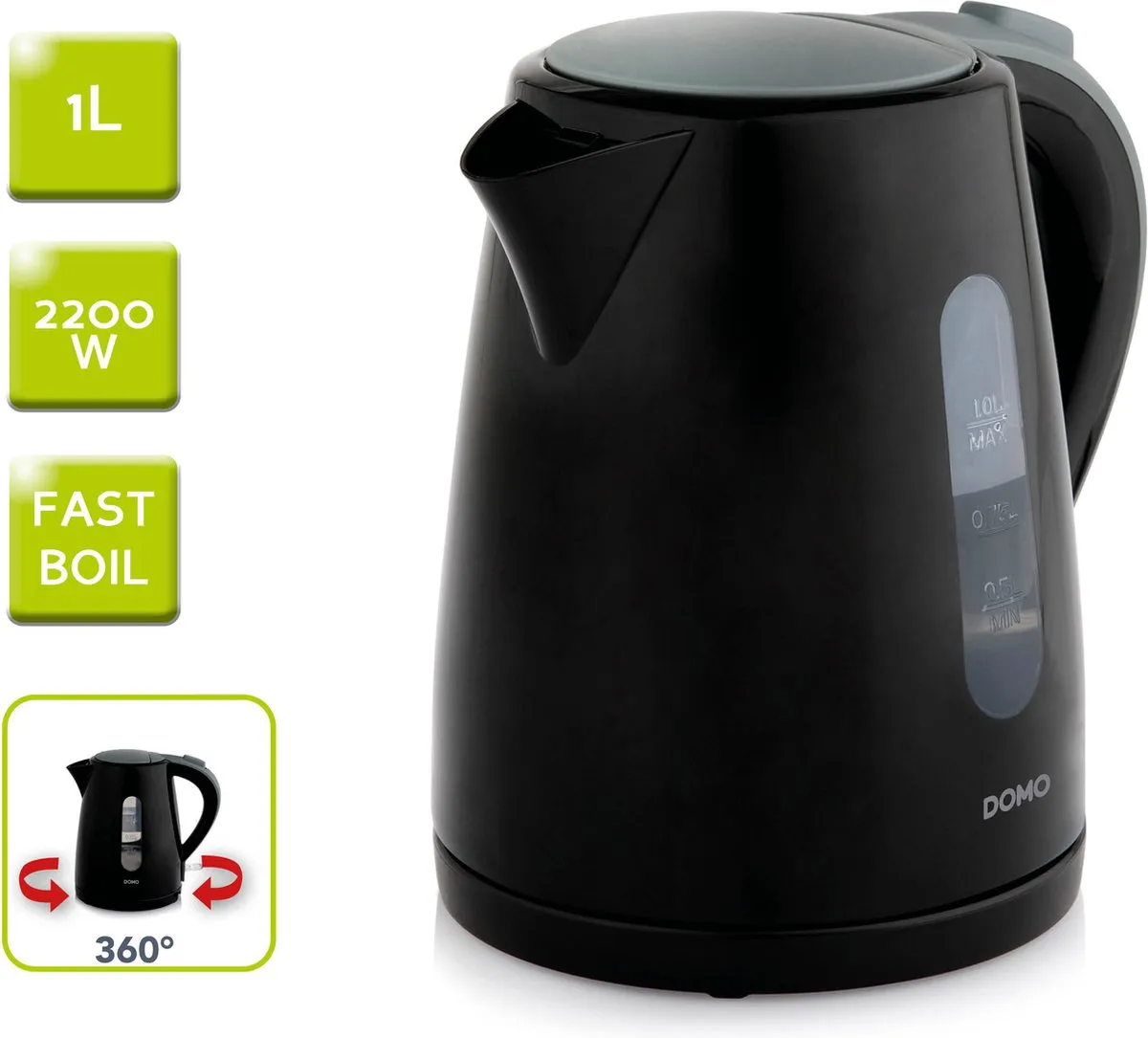 Domo DO9198WK Waterkoker 2200W - 1L - Zwart