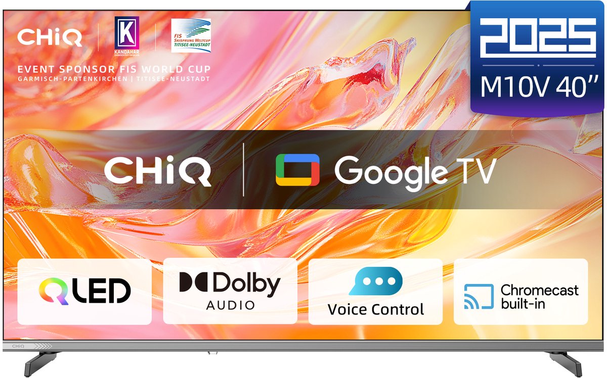 CHiQ L40QM10V - Smart TV 40 Inch - QLED Pro Google TV - FHD 1080P - Randloos Metal Design - Dolby Audio - 2025 Nieuw
