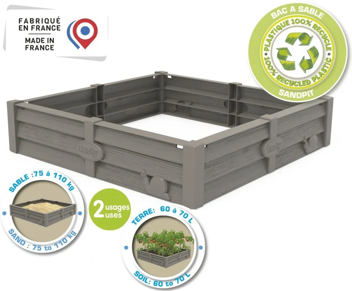 Smoby 2-in-1 Square Garden zandbak en plantenbed