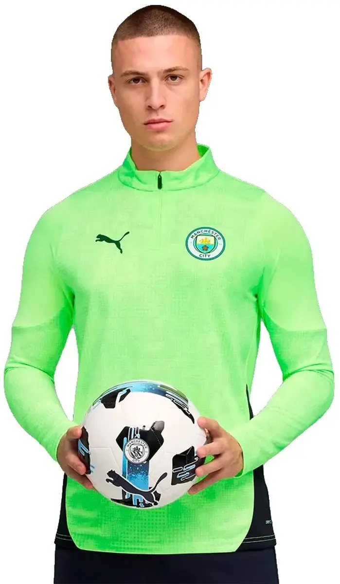PUMA Manchester City FC Training Sweatshirt - Halve Rits - XL - Fizzy Apple/Blue Violet