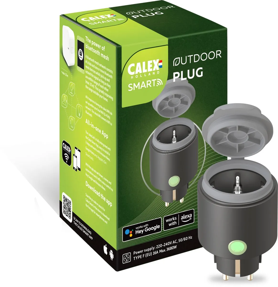 Calex Outdoor Smart Plug - 3 Stuks - Zwart