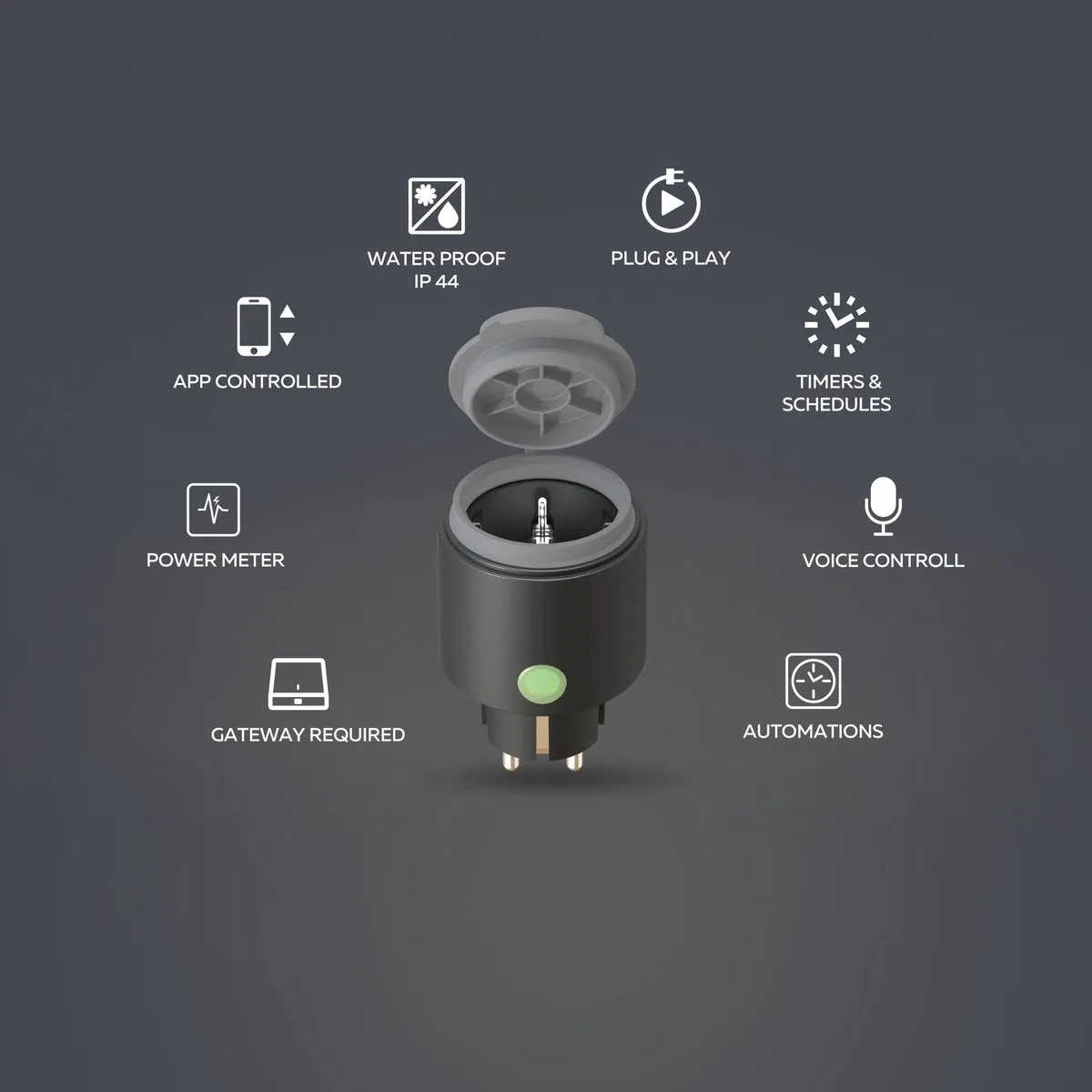 Calex Outdoor Smart Plug - 3 Stuks - Zwart