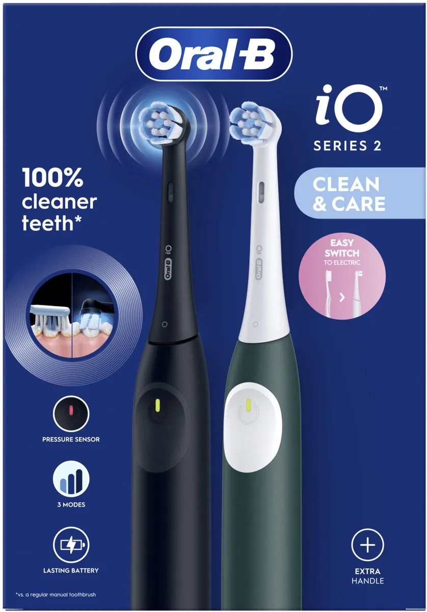 Oral-B iO2 Elektrische Tandenborstel - 2 Stuks - Night Black & Forest Green