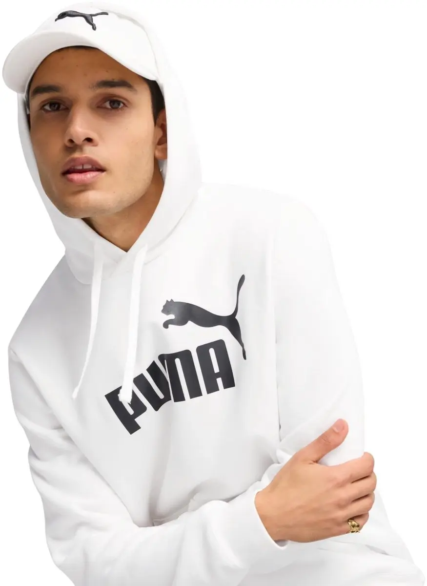 PUMA Essentials No. 1 Logo Fleece Hoodie Heren - Maat L - Wit/Zwart