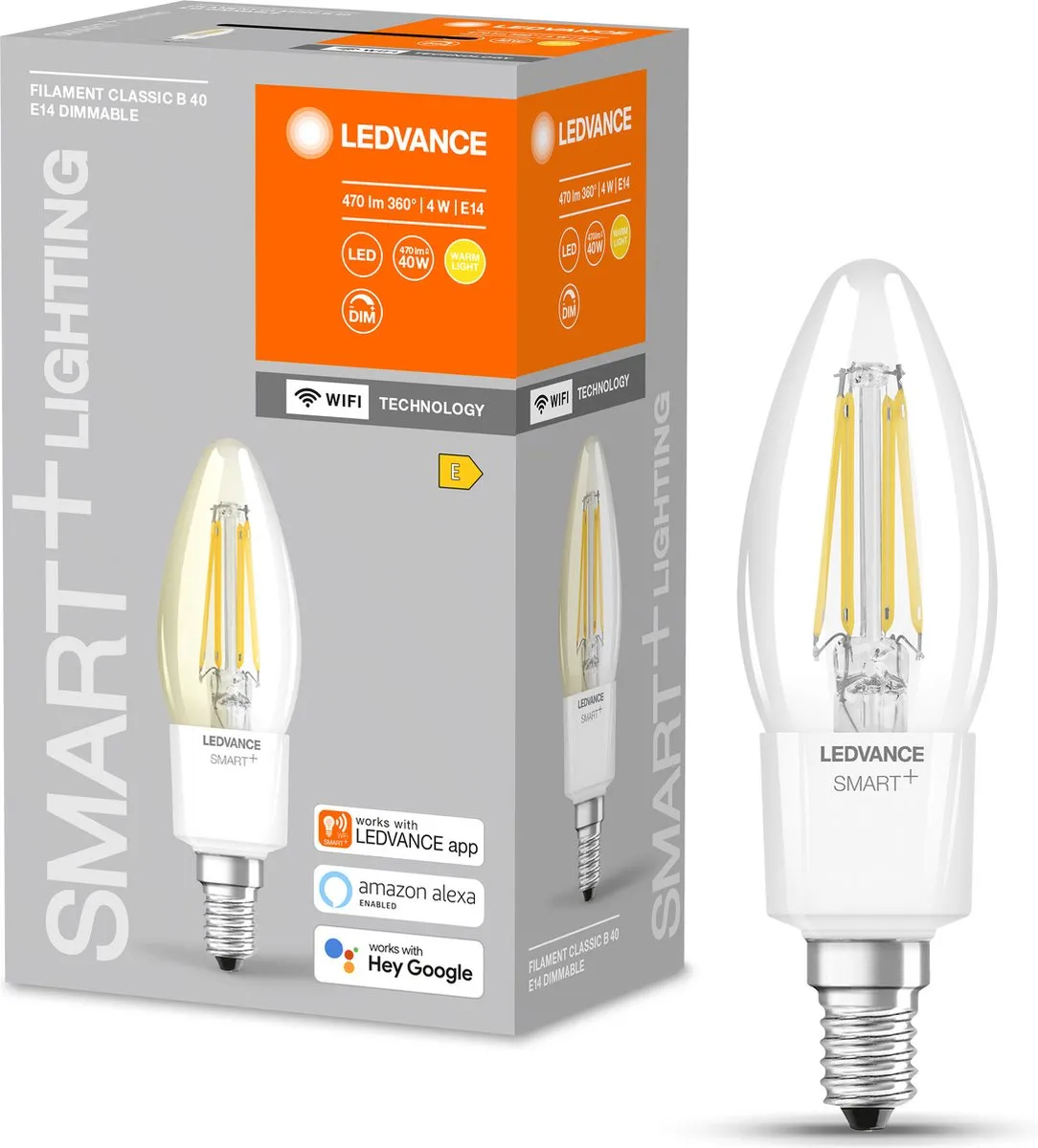 LEDVANCE Klassieke Gloeikaars WiFi 4W Warm Wit E14 - 1 Stuk