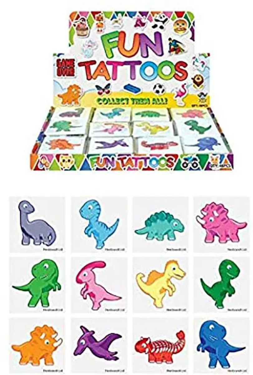 LG Dinosaurus Tijdelijke Tattoos - 60 Stuks (10x6) - Multicolor