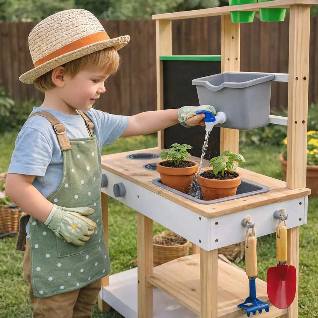 Teamson Kids Houten Buiten Modderkeuken - Natuurlijk