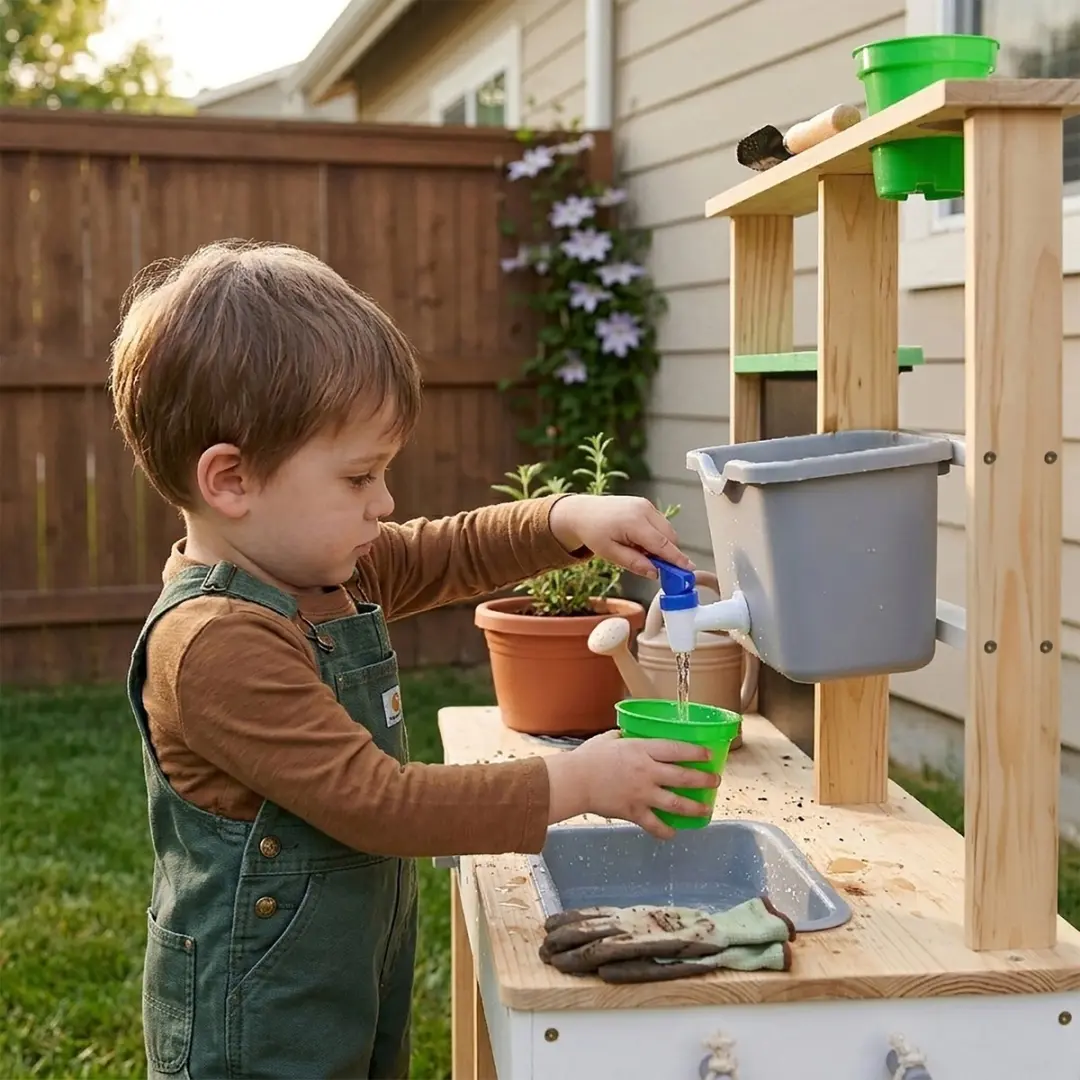 Teamson Kids Houten Buiten Modderkeuken - Natuurlijk