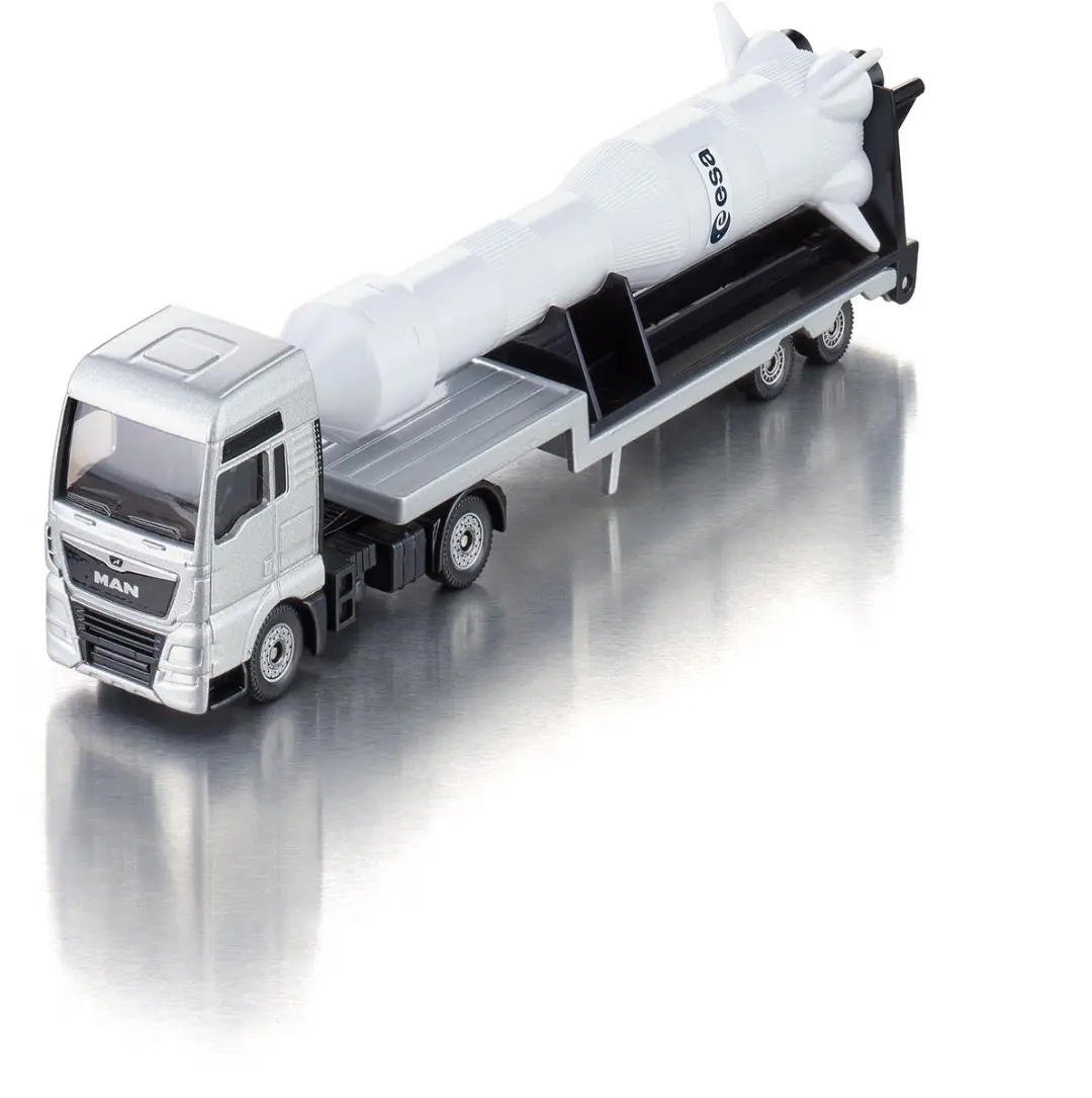 SIKU 1758 MAN Truck met ESA Raket 1:87 - Metaal/Kunststof - Zilver/Wit