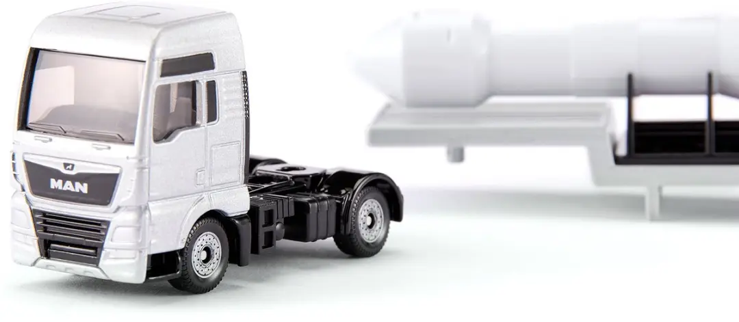 SIKU 1758 MAN Truck met ESA Raket 1:87 - Metaal/Kunststof - Zilver/Wit
