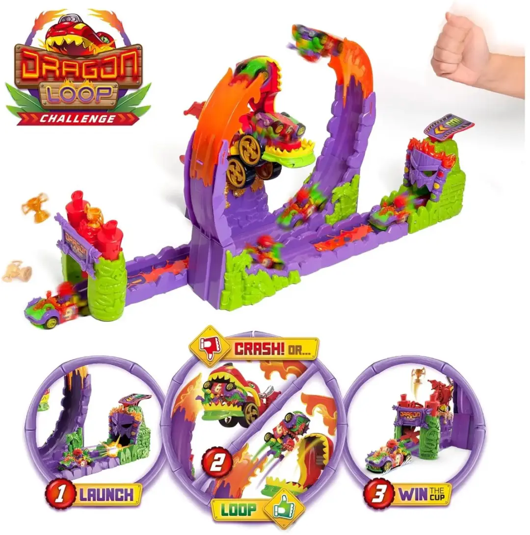 HTI Toys T-Racers Dragon Loop Looping - Racebaanauto Divers