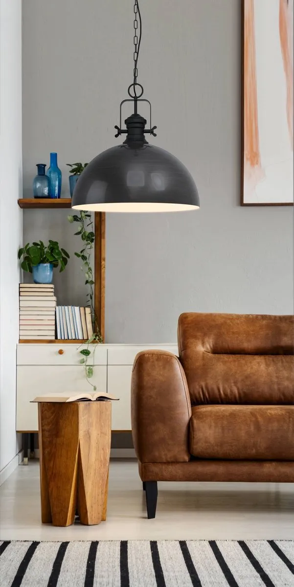 Eglo Combwich Hanglamp E27 - Staal - Zwart/Crème