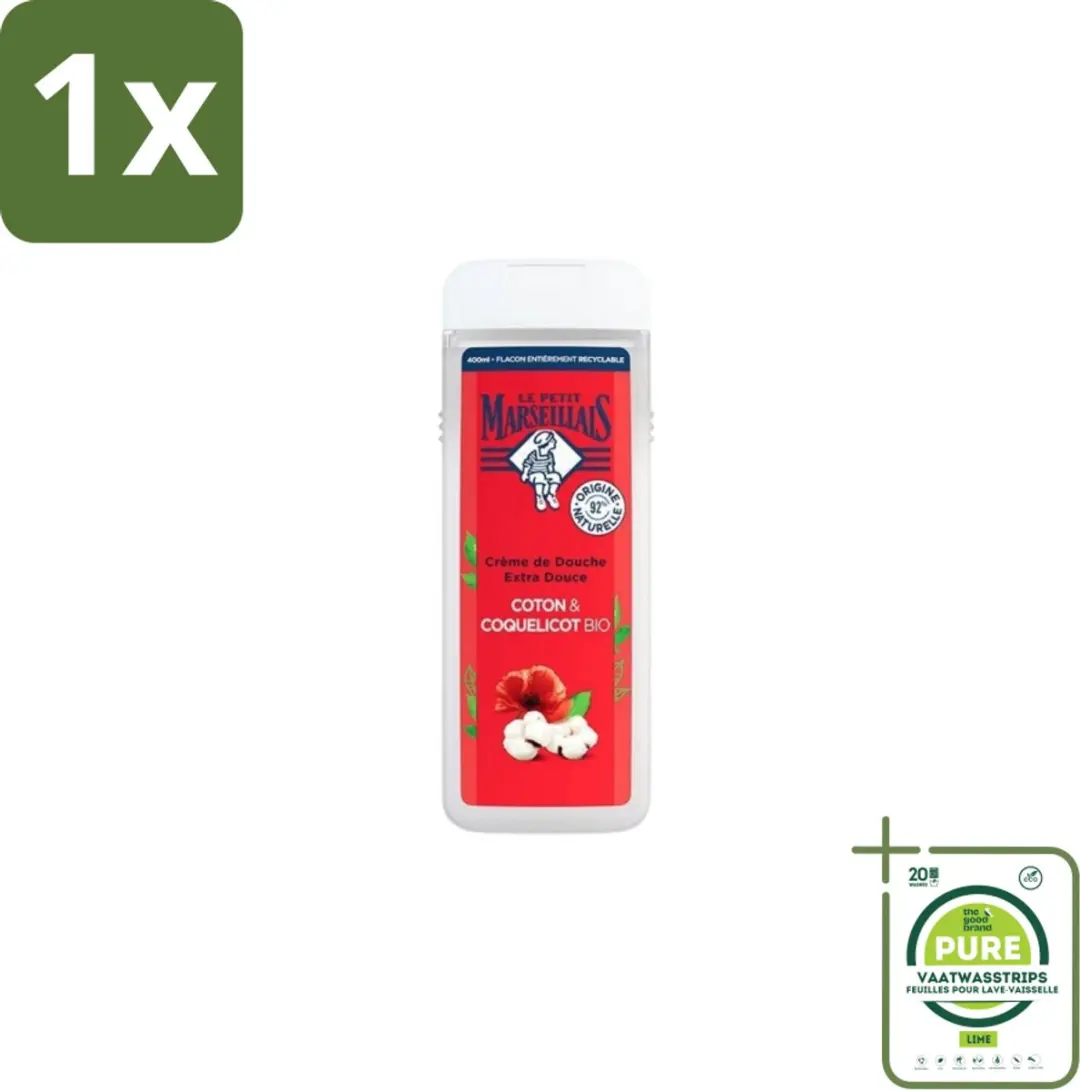 Le Petit Marseillais Douchegel Bio Katoenmelk & Papaver 400ml