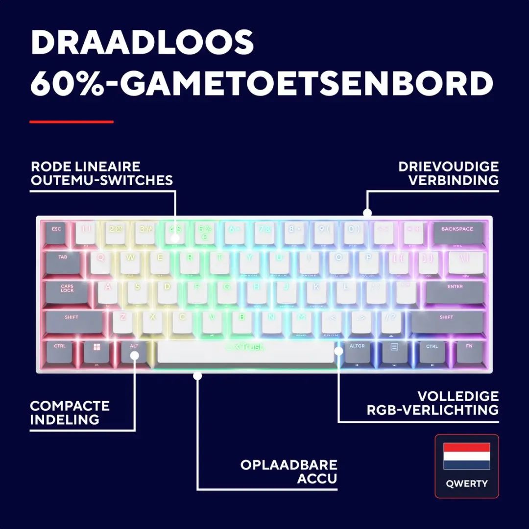 Trust GXT 873 Acira Gaming Toetsenbord - Mechanisch RGB Wit