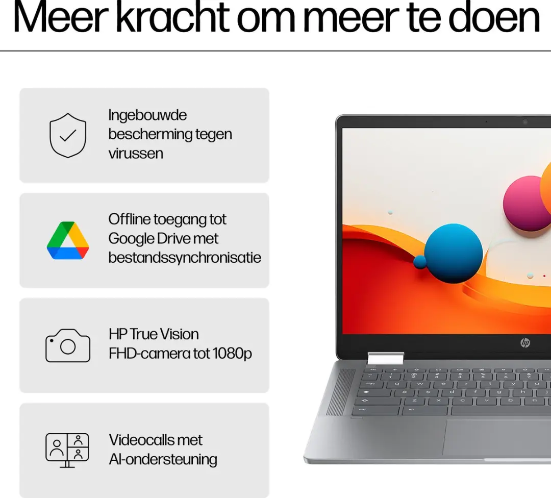HP Chromebook x360 14b-cd0910nd - 14" Touchscreen Full HD - 4GB/128GB - Zilver
