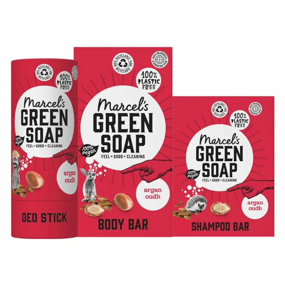 Marcel's Green Soap Argan & Oudh Verzorgingspakket 3x90g