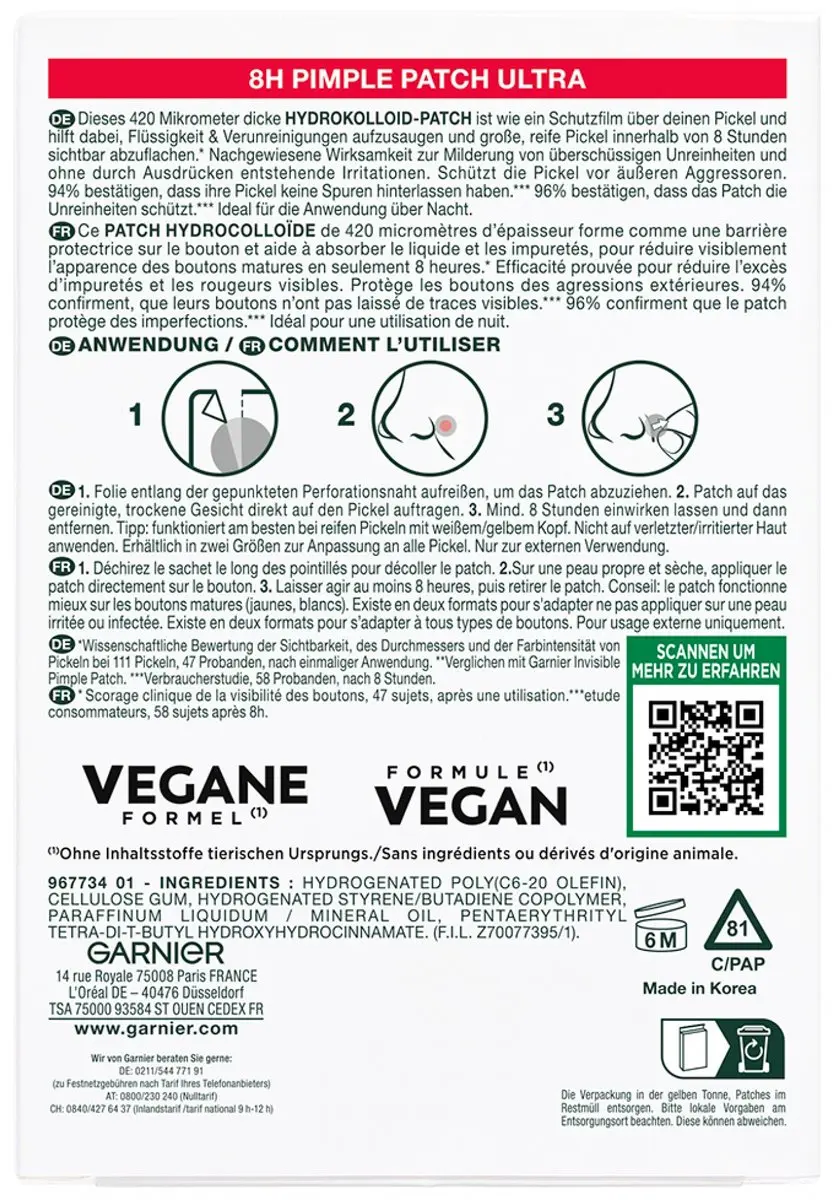 Garnier PureActive Pimple Patch Ultra 22 Hydrocolloïde Patches