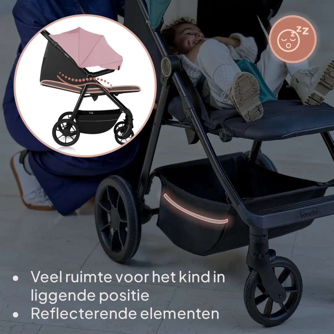 Lionelo Mira Kinderwagen - Roze - 22kg - 5-Puntsgordel - Off-Road Wielen