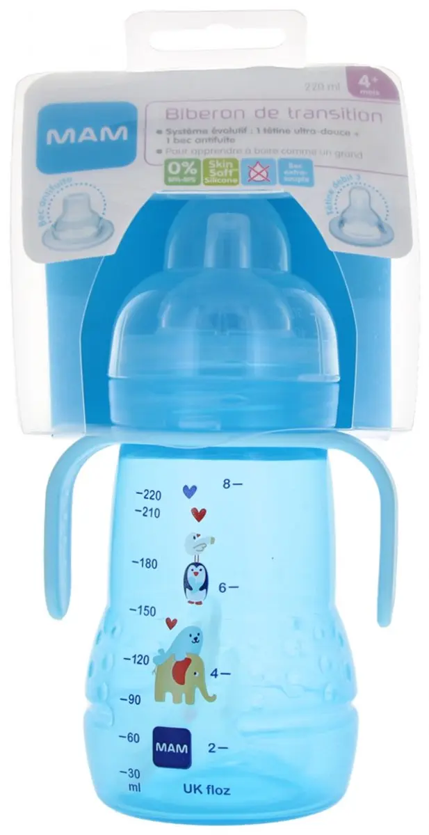 MAM Transition Flesje 220ml - Blauw