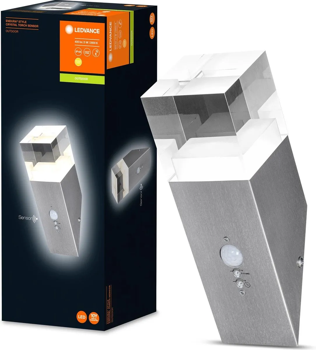 LEDVANCE Endura Style Crystal Wandlamp 4.9W - Warm wit - IP44 - Stahl