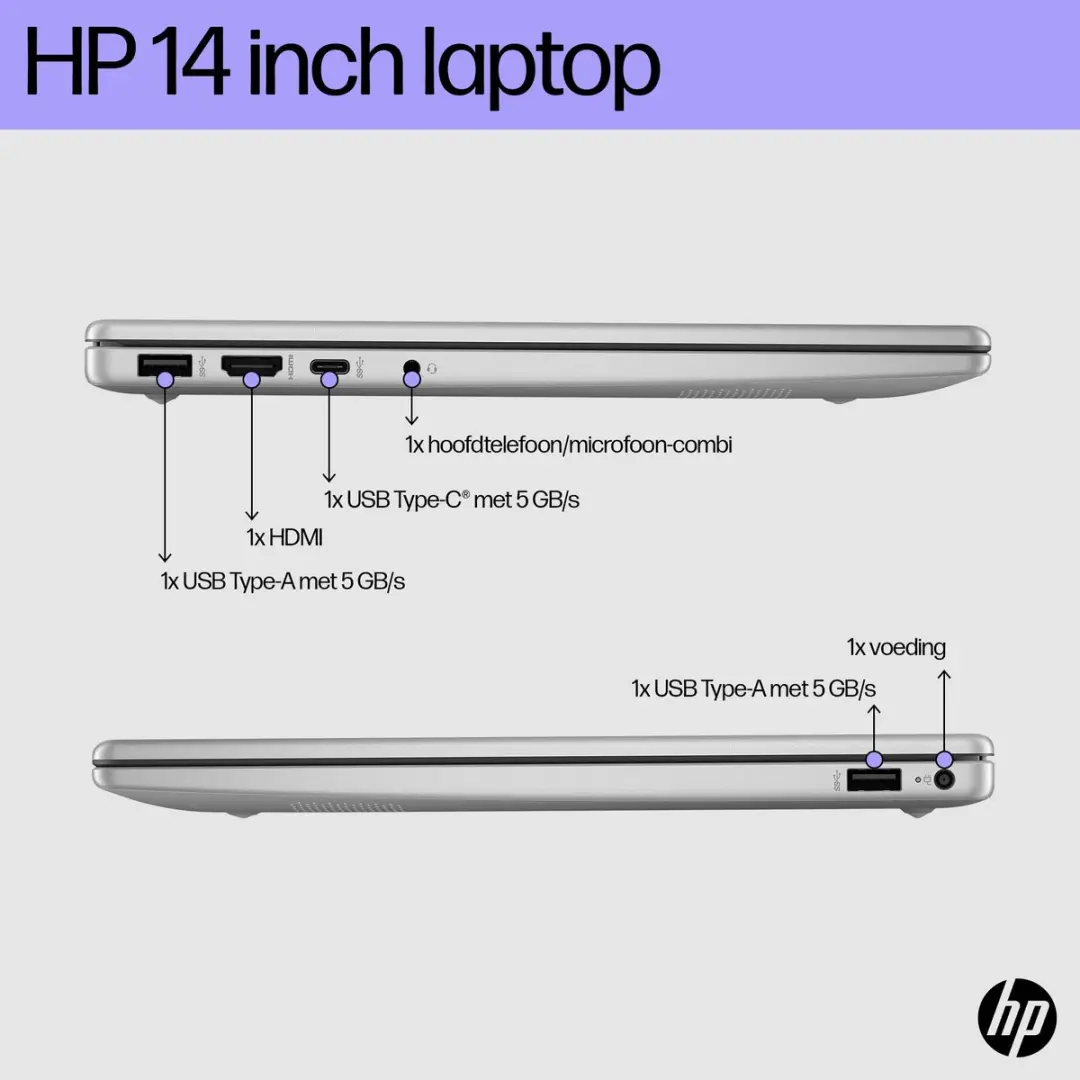 HP 14-ep0650nd Laptop - i5-1334U 8GB 512GB SSD - 14" Full HD - Zilver
