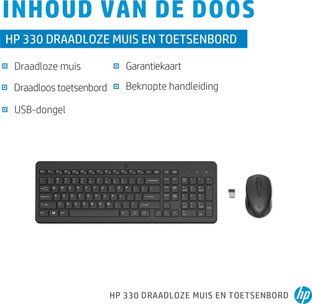 HP 330 Draadloos Toetsenbord & Muis Combo AZERTY - Zwart