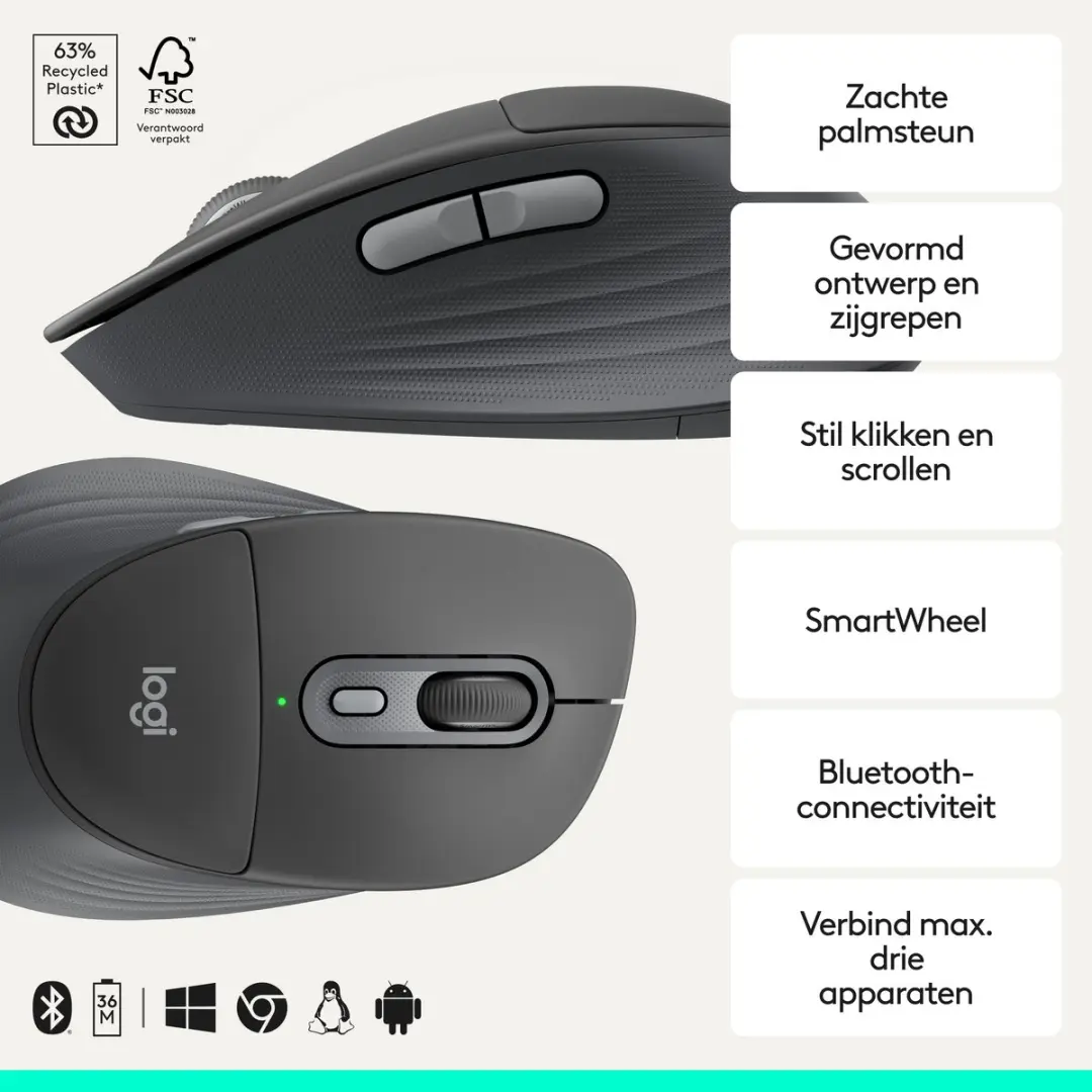 Logitech Signature Comfort Plus M850L Draadloze Muis - Zwart