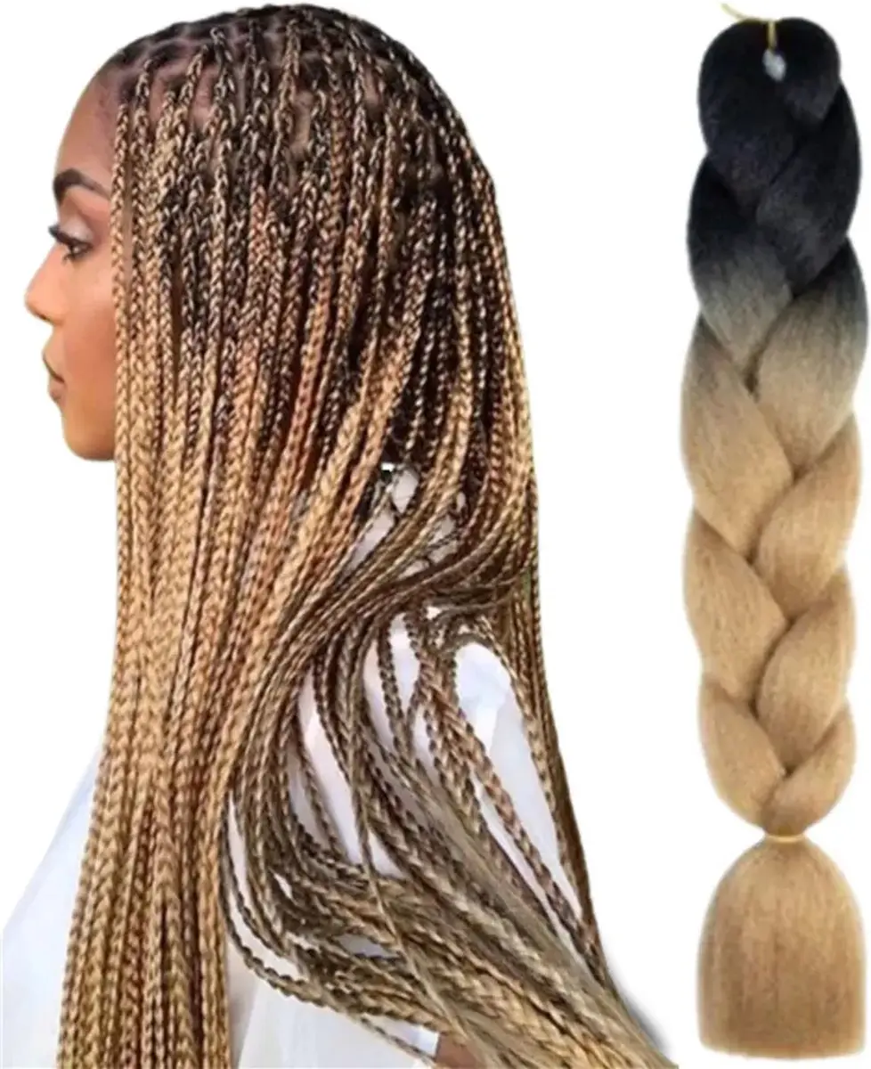 Haarsoires Imitatiehaar Jumbo Braids 60cm - Vlechtextensions Bruin/Zwart