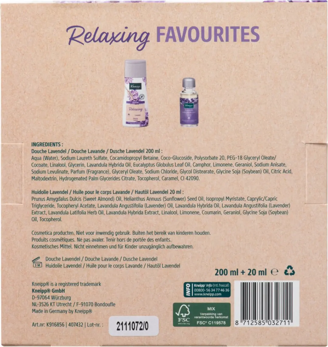 Kneipp Geschenkset Relaxing Favourites Douche & Body Oil - 3 Stuks