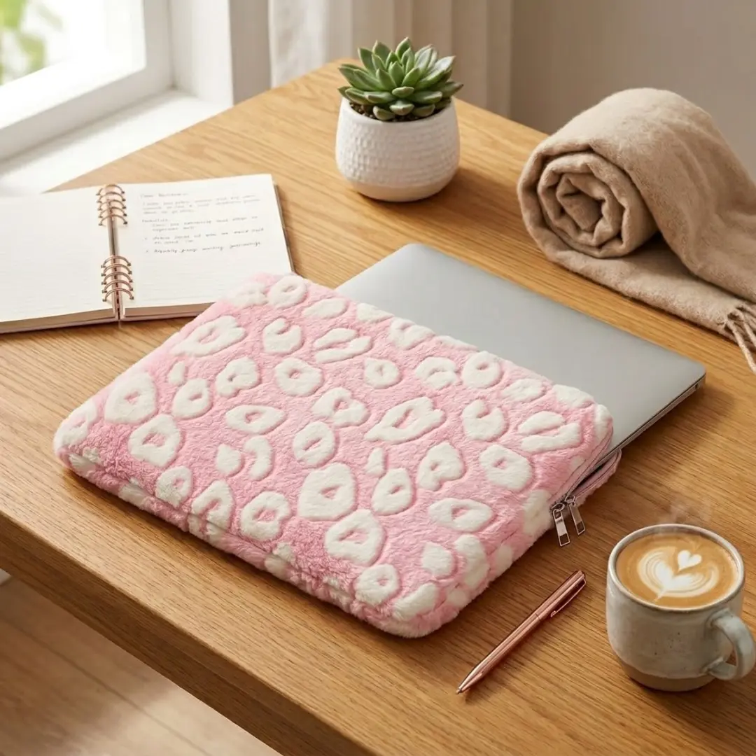 NUVEX Roze Laptophoes 13 inch - Hartjespatroon