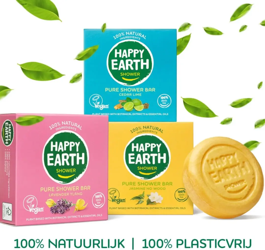 Happy Earth Shower Bars - 3x 90g Plasticvrij