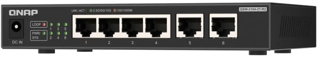 QNAP QSW-2104-2T-R2 10G Unmanaged Switch - Zwart