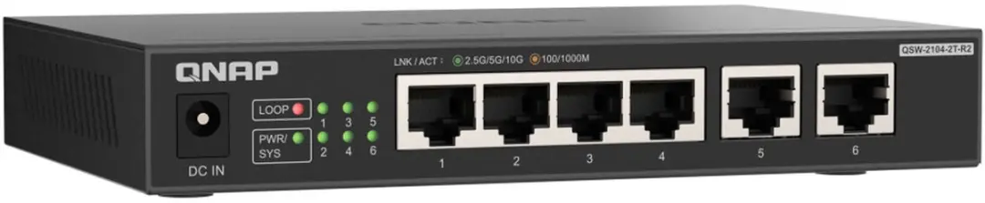 QNAP QSW-2104-2T-R2 10G Unmanaged Switch - Zwart