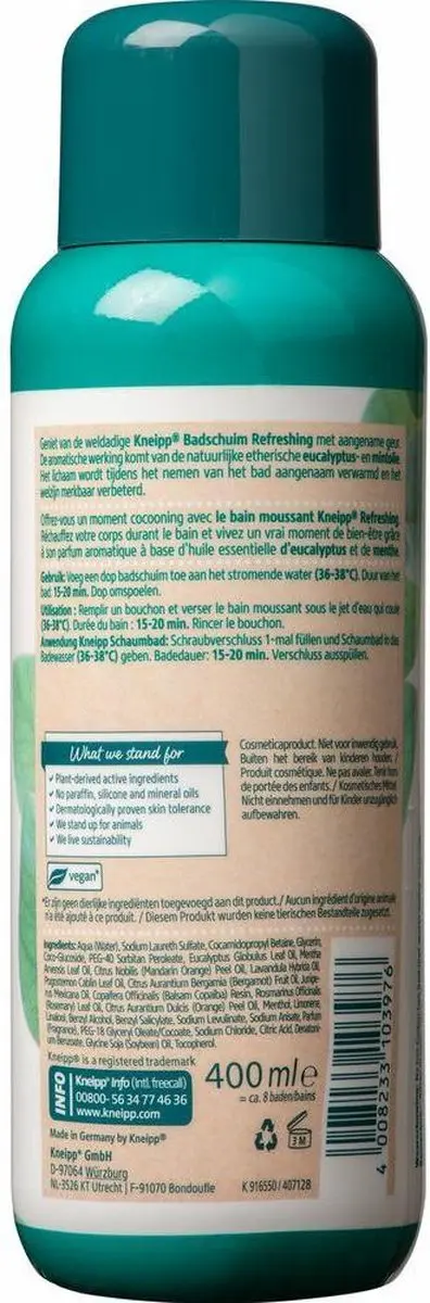Kneipp Badschuim Refreshing Mint Eucalyptus 2400ml