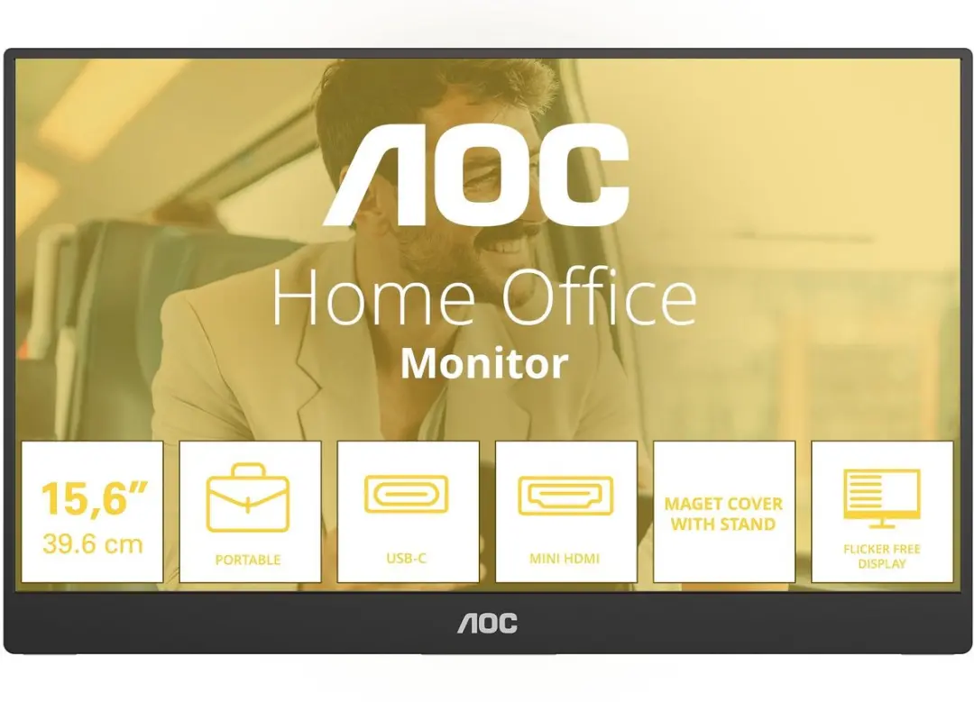 AOC 15" 16T20E2 Monitor - FHD - Zwart