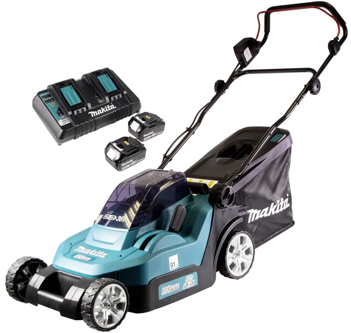 Makita DLM 382 PF2 Accu Grasmaaier 36V - 38cm 40L - 2x 3.0Ah + Dubbele Lader