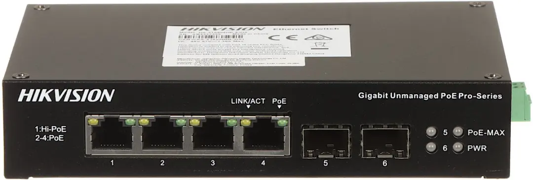 Hikvision DS-3T0506HP-E/HS Netwerk Switch - 4x PoE 60W