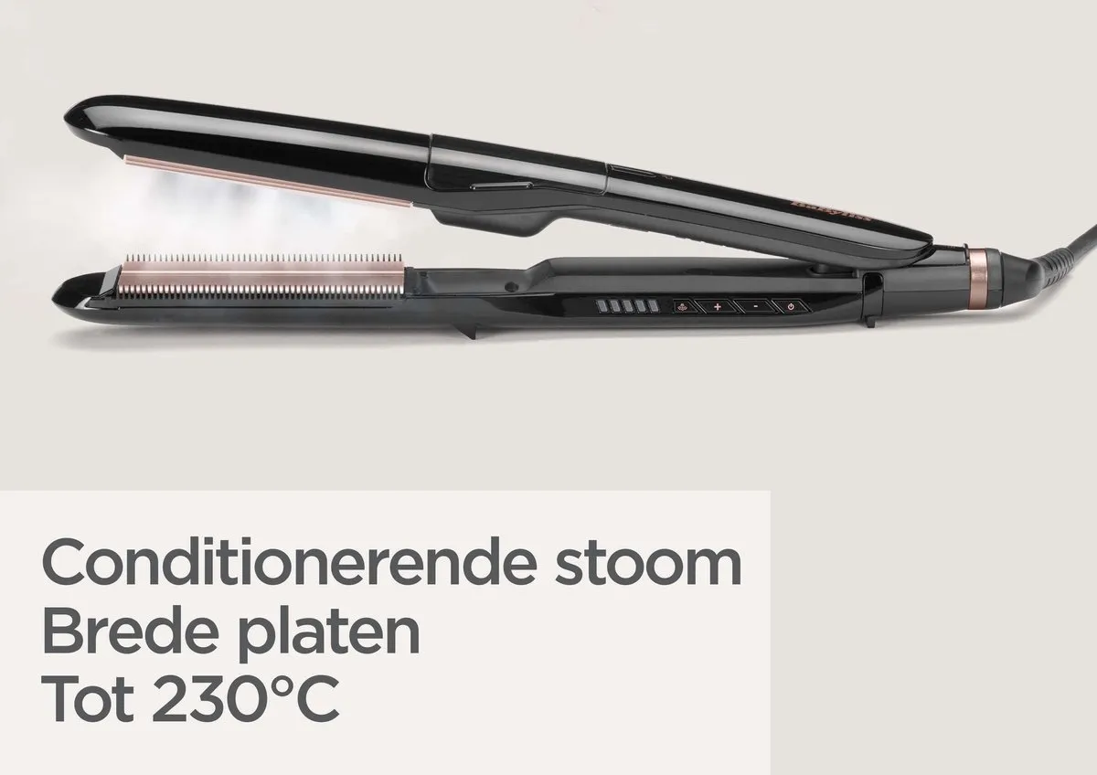 Babyliss Steam Smooth ST493E Stijltang - Stoomfunctie - 5 standen 150-230°C - Zwart