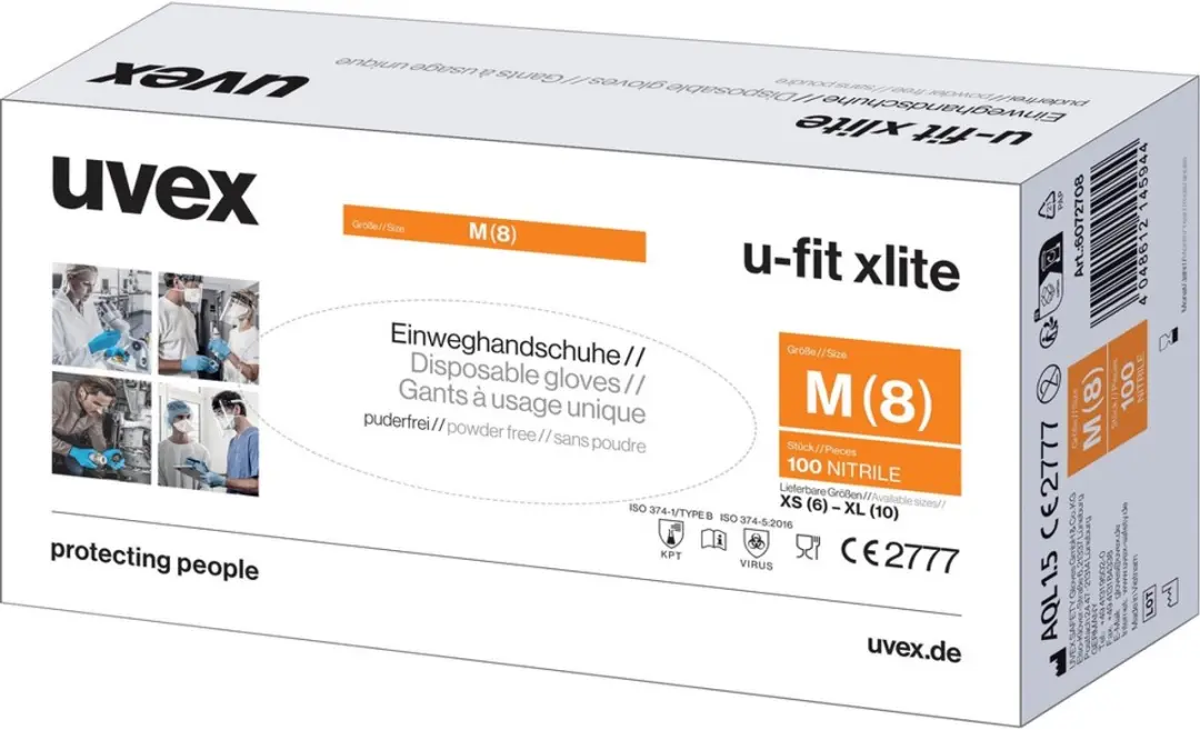 Uvex U-Fit Xlite CR Nitril Wegwerphandschoenen 60727 - 100 Stuks - Lila