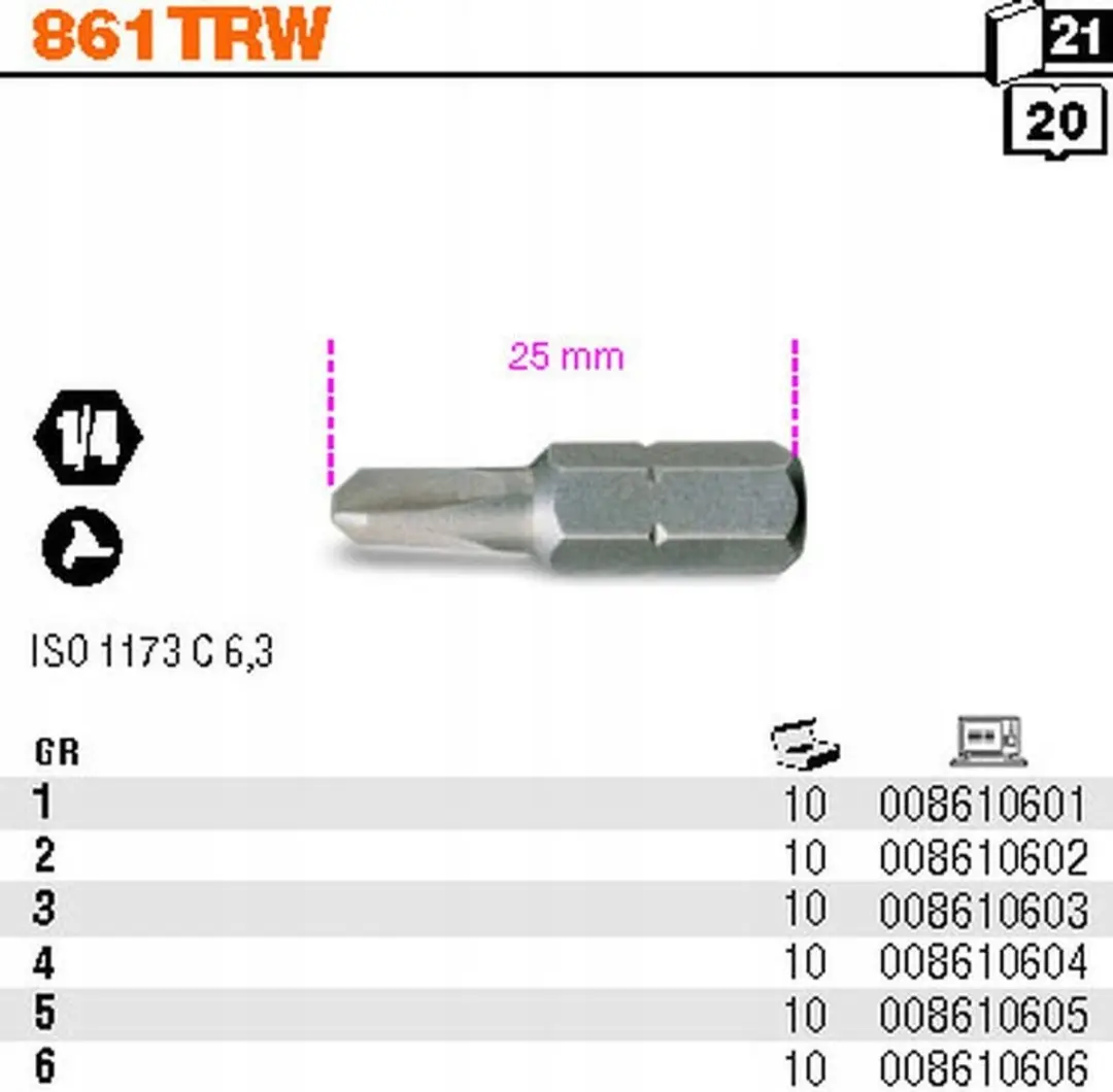 Beta Tri-Wing-bit 1/4" 25mm GR1