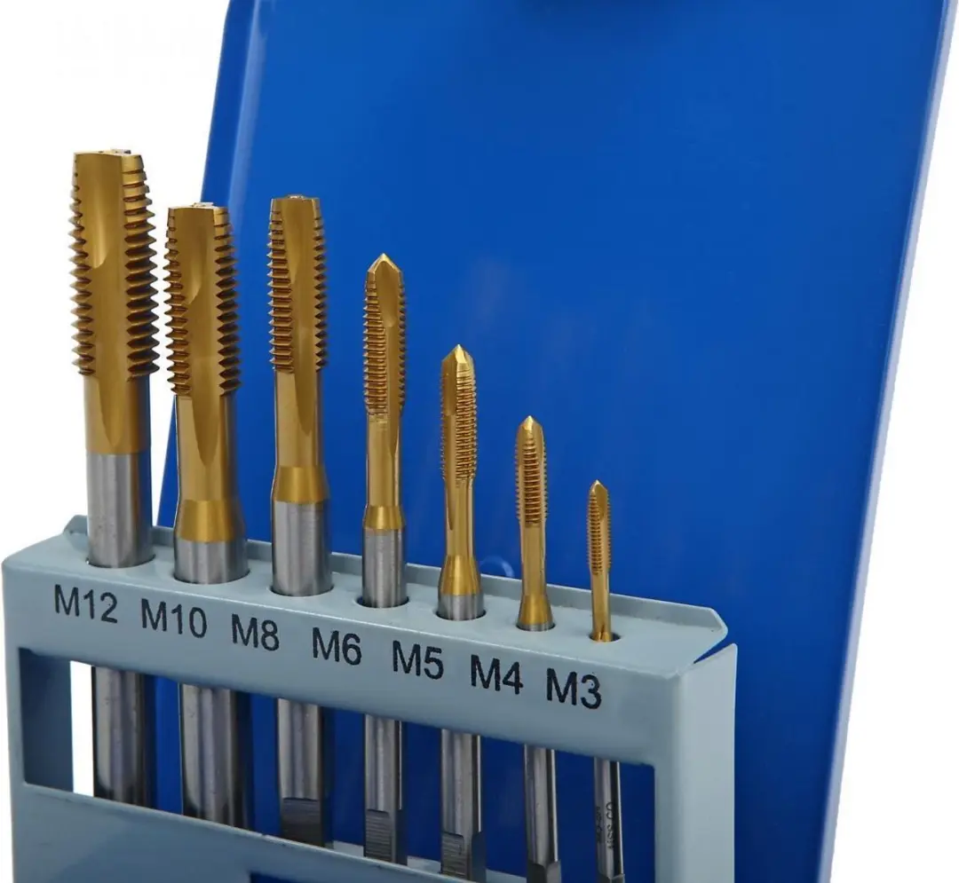HBM Machines Cobalt Machinetapset M3-12 - 7-delig - Tin gecoat