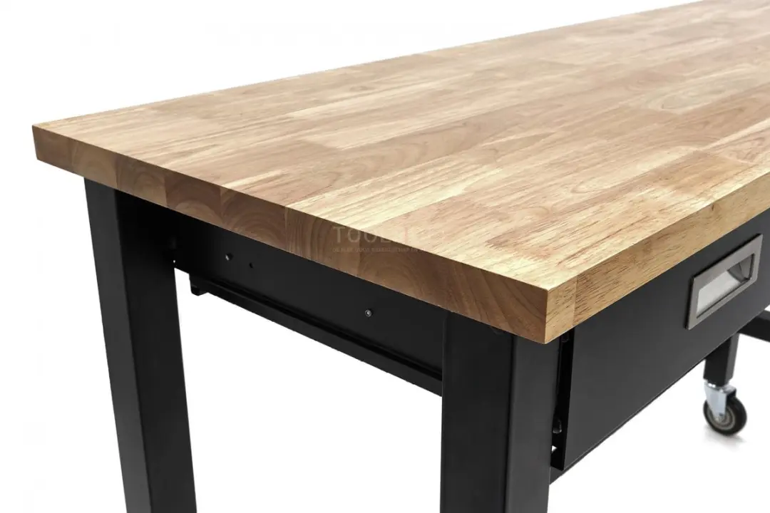 HBM Verrijdbare Werkbank 152cm - 3 Lades - Massief Hout - Zwart - afbeelding 6 van 6