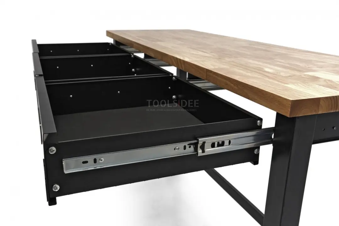 HBM Verrijdbare Werkbank 152cm - 3 Lades - Massief Hout - Zwart - afbeelding 4 van 6