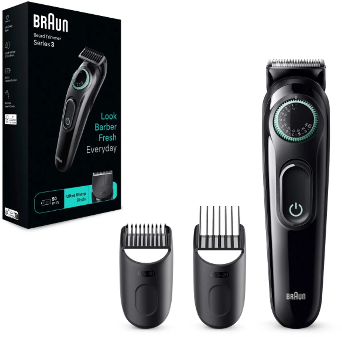 Braun BT3411 Baardtrimmer - 3 Opzetstukken - Zwart