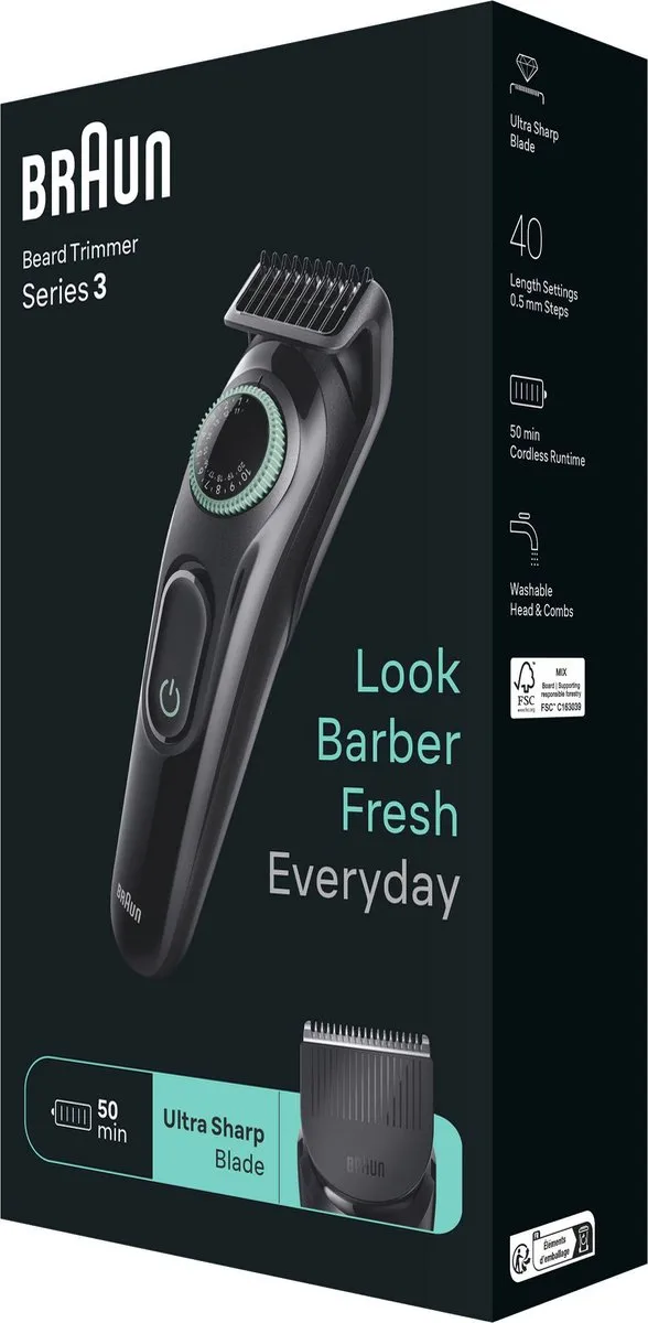 Braun BT3411 Baardtrimmer - 3 Opzetstukken - Zwart - afbeelding 6 van 6
