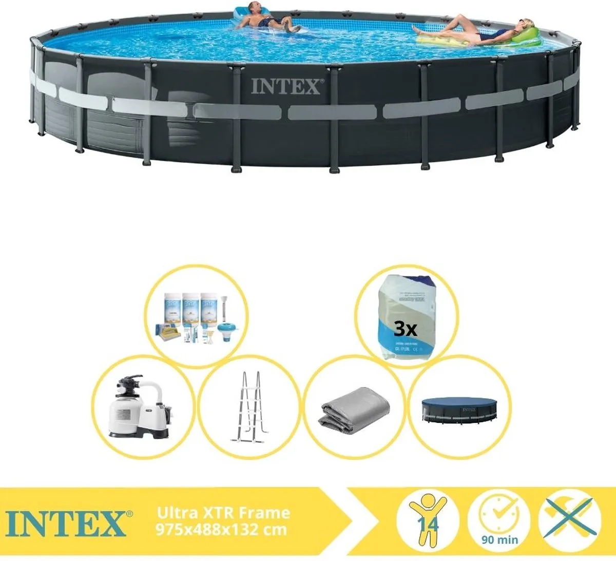 Intex Ultra XTR Frame 26340GN Zwembad 732x132cm - Grijs/Wit - afbeelding 6 van 6